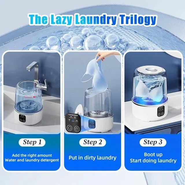 Alt view image 7 of 7 - Mini Washing Machine 4000mAh Rechargeable Portable Underwear Washing Machine