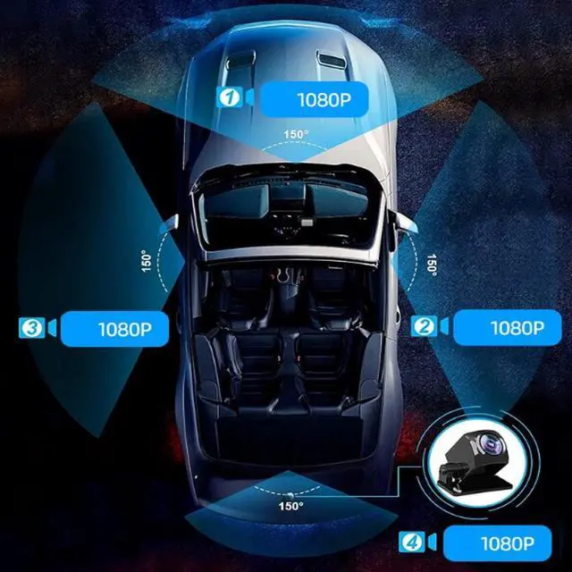 Alt view image 3 of 7 - 360° View 4 Channels FHD 1080P Car Dash Cam Front/Rear/Left/Right w/ Camera