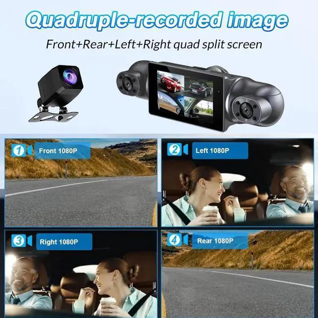 Alt view image 5 of 7 - 360° View 4 Channels FHD 1080P Car Dash Cam Front/Rear/Left/Right w/ Camera