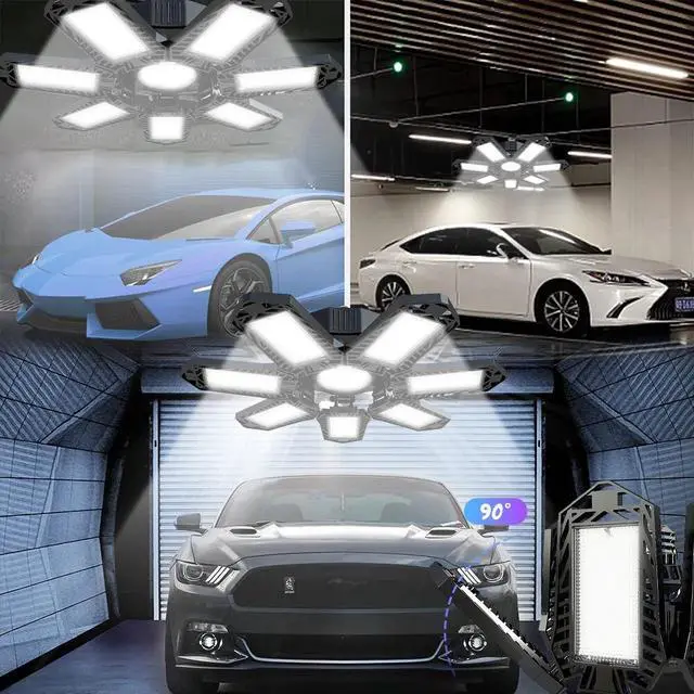 Alt view image 7 of 7 - 2 Pack LED Garage Lights 150W,18000lm Deformable Garage Ceiling Light Shop Light