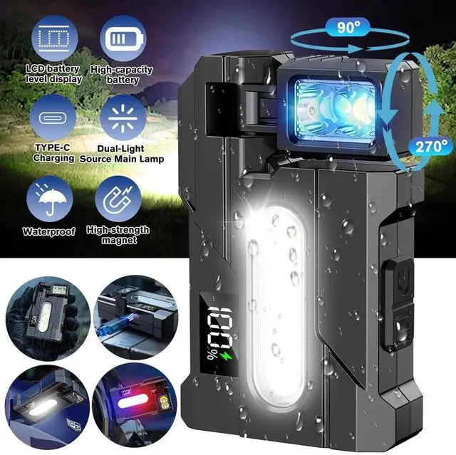 Main image of Mini Flashlight LED COB EDC Magnetic Work Torch Light USB Rechargeable Portable