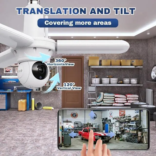 Alt view image 2 of 7 - 2-in-1 LED Garage Light Wifi App Smart Security WiFi Motion Sensor Floodlight