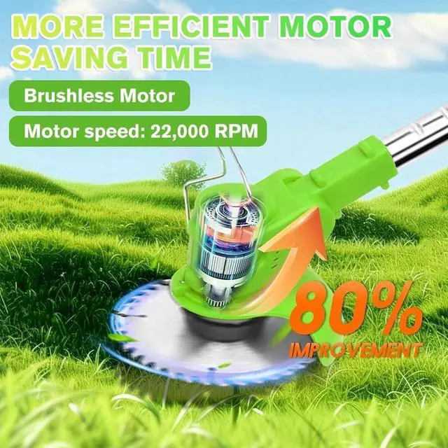 Alt view image 3 of 7 - Cordless String Trimmer Electric Edger Weed Grass Eater Lawn Cutter +2 Batteries