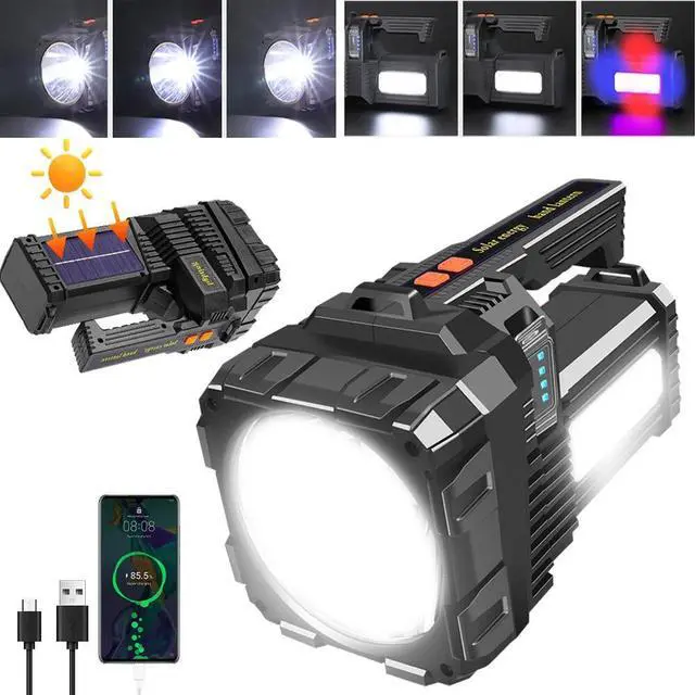 Main image of Super Bright Solar LED Searchlight USB Rechargeable Handheld Flashlight Lamp