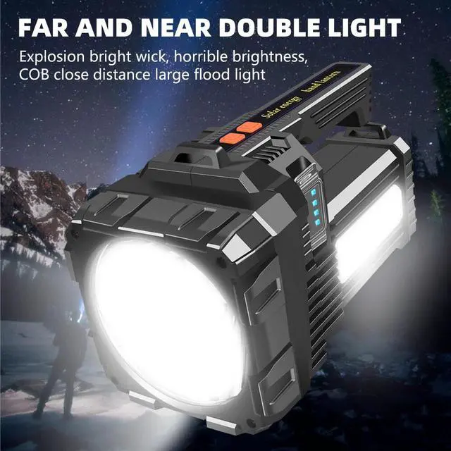 Alt view image 4 of 7 - Super Bright Solar LED Searchlight USB Rechargeable Handheld Flashlight Lamp