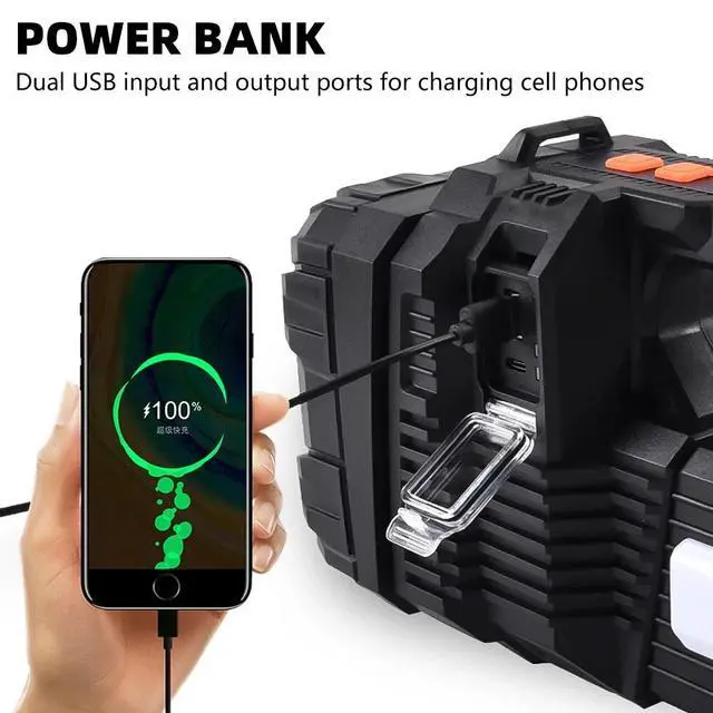 Alt view image 6 of 7 - Super Bright Solar LED Searchlight USB Rechargeable Handheld Flashlight Lamp