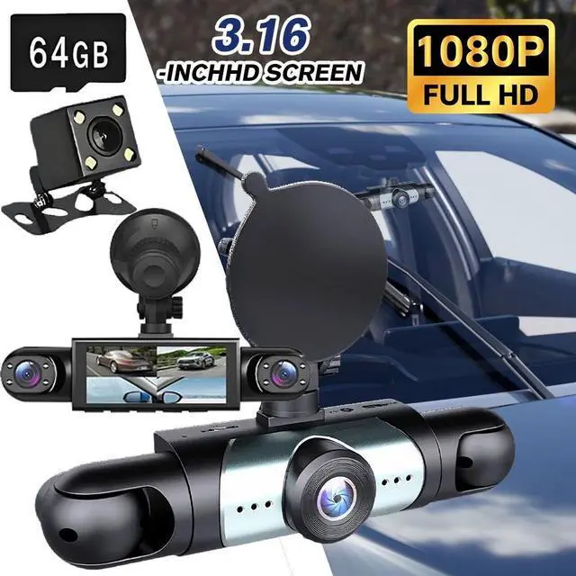 Main image of 360° View 4 Channel 1080P HD Car Dash Cam Front and Rear Inside Left Right +64GB