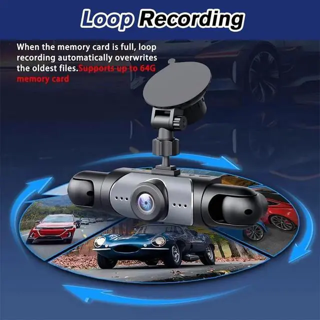 Alt view image 4 of 7 - 360° View 4 Channel 1080P HD Car Dash Cam Front and Rear Inside Left Right +64GB