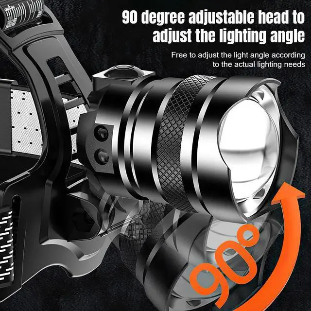 Alt view image 5 of 7 - 25000LM Super Bright LED Zoomable Headlamp USB Rechargeable Headlight Head Torch