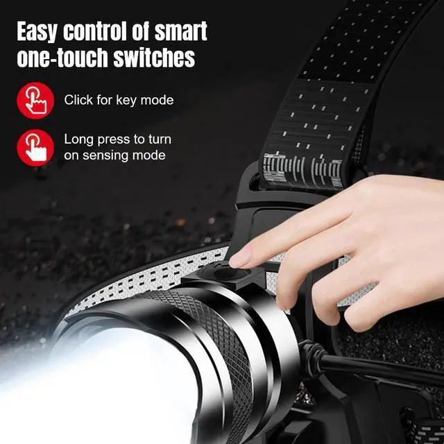Alt view image 3 of 7 - 25000LM Super Bright LED Zoomable Headlamp USB Rechargeable Headlight Head Torch