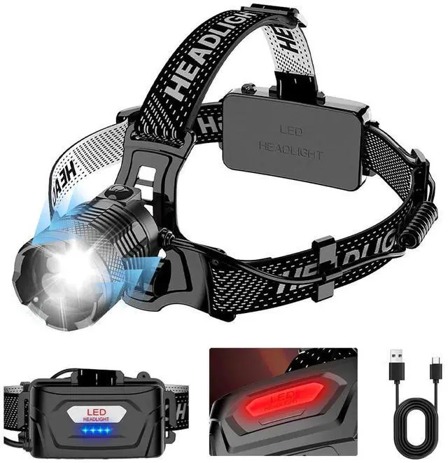 Main image of 25000LM Super Bright LED Zoomable Headlamp USB Rechargeable Headlight Head Torch