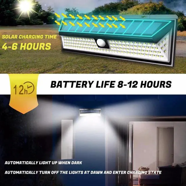 Alt view image 5 of 7 - 118 LEDS Light PIR Motion Sensor Outdoor Security Lamp Wall Garden Solar Power