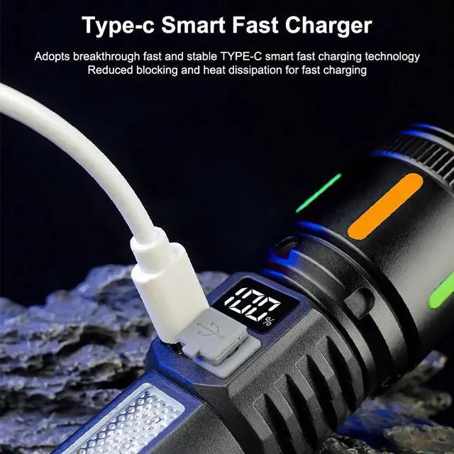 Alt view image 2 of 7 - 2Pcs 99000000 Lumen Super Bright LED Tactical Flashlight Rechargeable Work Light