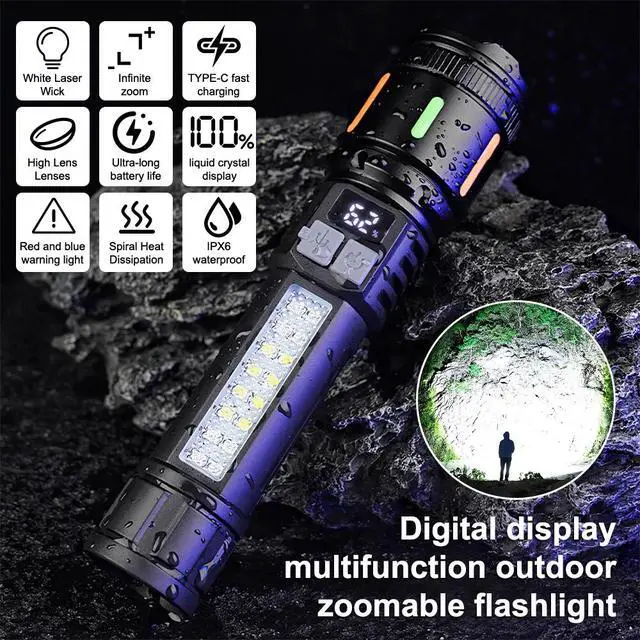 Alt view image 6 of 7 - 2Pcs 99000000 Lumen Super Bright LED Tactical Flashlight Rechargeable Work Light