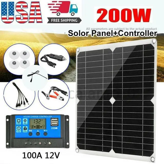 Alt view image 2 of 7 - 200W Solar Panel Kit 12V Battery Charger with 100A Controller Caravan Boat