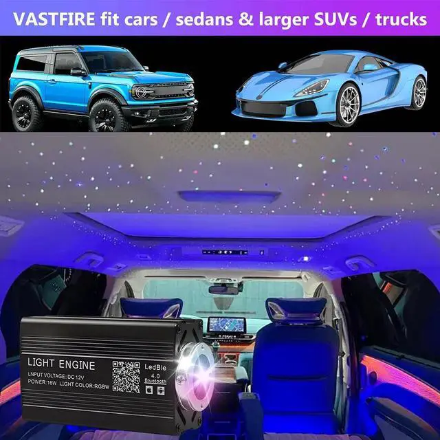 Alt view image 6 of 7 - 1000Pcs Headliner Star Light kit Roof Twinkle Ceiling Light Optic Fiber Car Home
