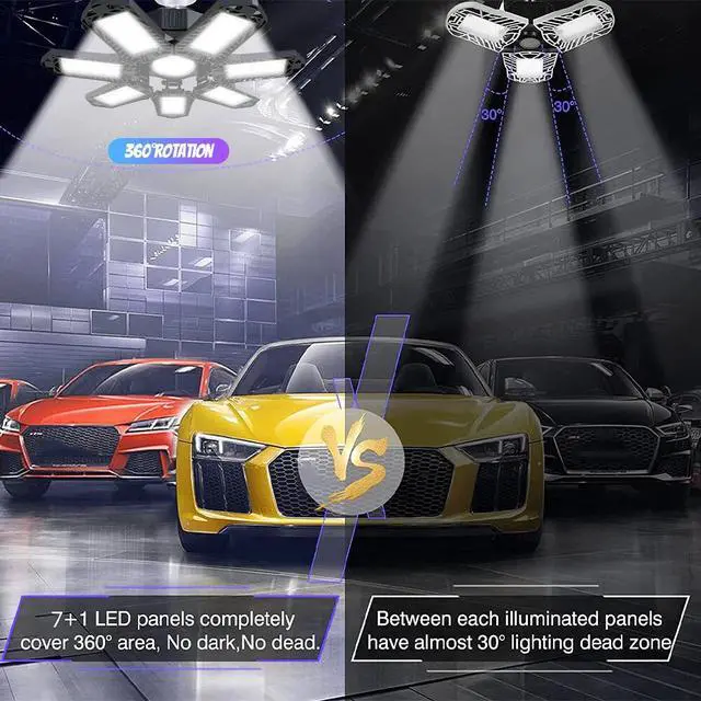 Alt view image 2 of 7 - 2 Pcs LED Garage Lights 150W,18000lm Deformable Garage Ceiling Light Shop Light