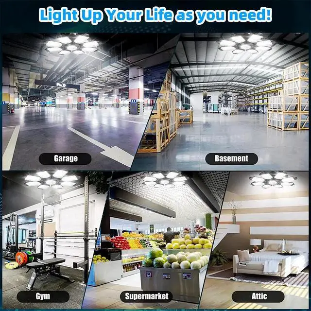 Alt view image 7 of 7 - 9900000LM LED Garage Light Super Bright Work Shop Ceiling Lights Deformable Bulb