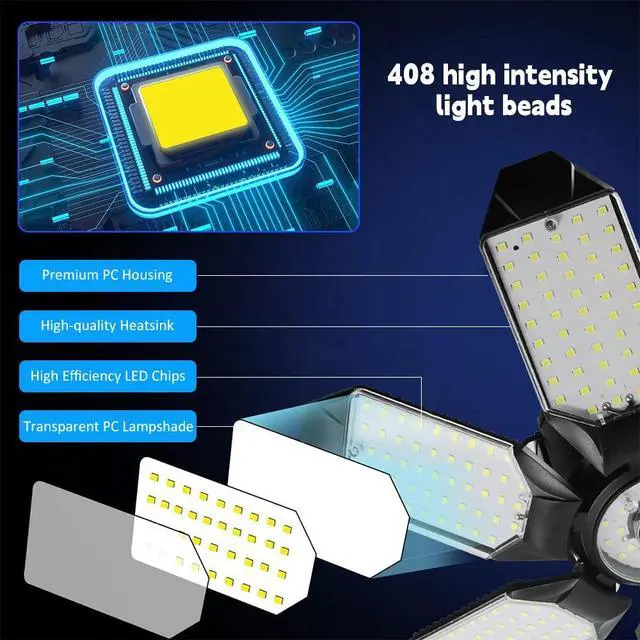 Alt view image 3 of 7 - 9900000LM LED Garage Light Super Bright Work Shop Ceiling Lights Deformable Bulb