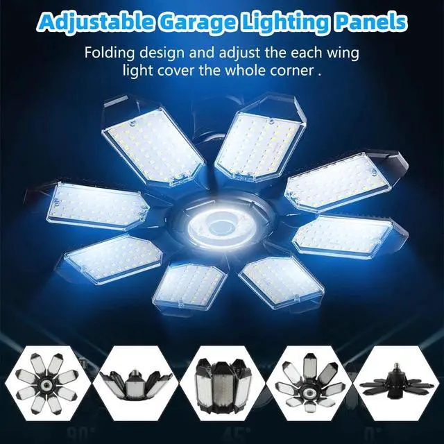 Alt view image 6 of 7 - 9900000LM LED Garage Light Super Bright Work Shop Ceiling Lights Deformable Bulb