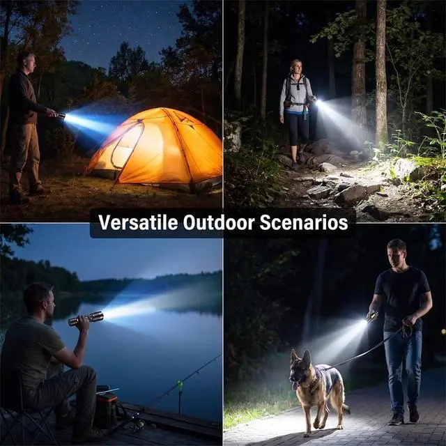 Alt view image 3 of 7 - Super Bright LED Tactical Flashlight Torch USB Rechargeable LED Work Lights