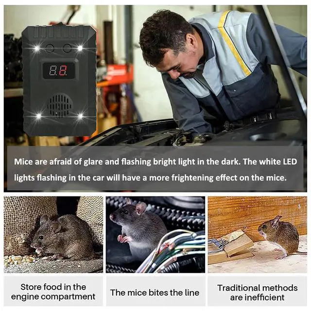Alt view image 6 of 7 - Car Ultrasonic Mouse Repeller Vehicle Rat Rodent Pest Animal Deterrent Repellent