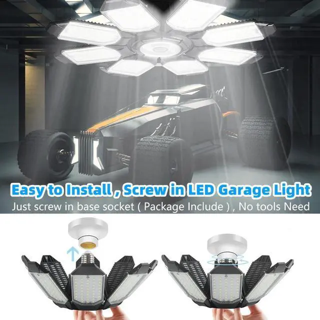 Alt view image 5 of 7 - 2 Pack LED Garage Lights 200W,36000lm Deformable Garage Ceiling Light Shop Light