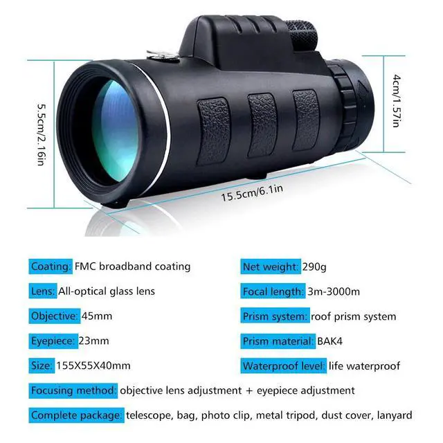 Alt view image 2 of 7 - Day Low Night Vision 80x100 Zoom Monocular Starscope Monocular Telescope BAK4