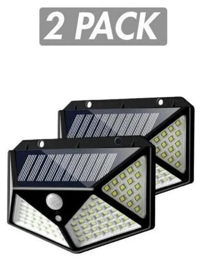 Main image of 2x Solar Powered 100LED Lights Motion Sensor Outdoor Security Lamp Wall