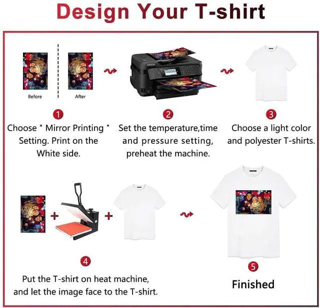 Alt view image 2 of 7 - 100 Sheets A4 Heat Sublimation Paper Transfer Paper for Inkjet T-Shirts Mugs US