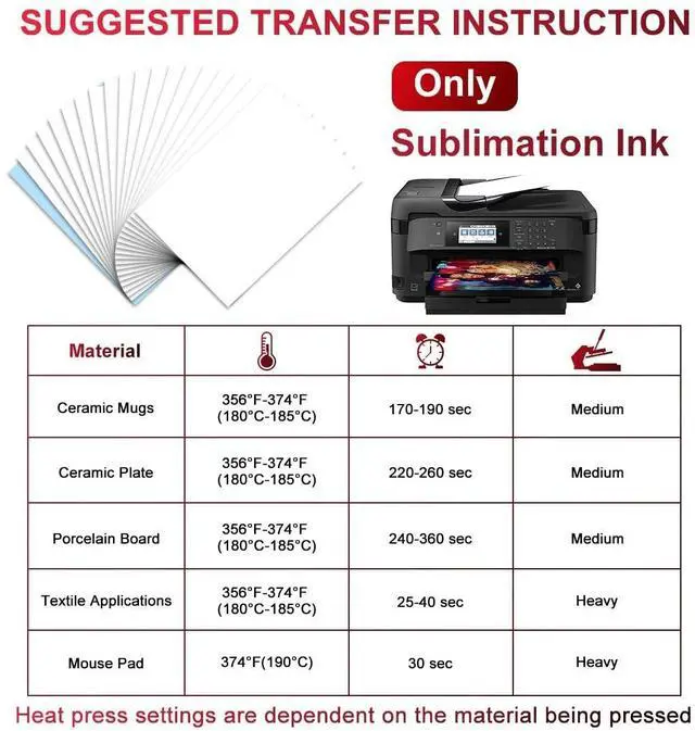 Alt view image 4 of 7 - 100 Sheets A4 Heat Sublimation Paper Transfer Paper for Inkjet T-Shirts Mugs US