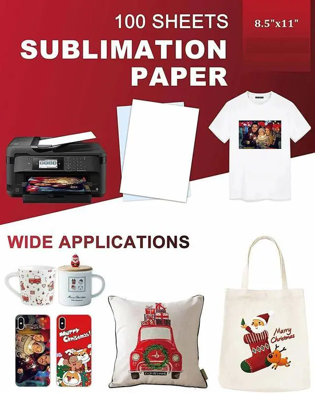 Main image of 100 Sheets A4 Heat Sublimation Paper Transfer Paper for Inkjet T-Shirts Mugs US