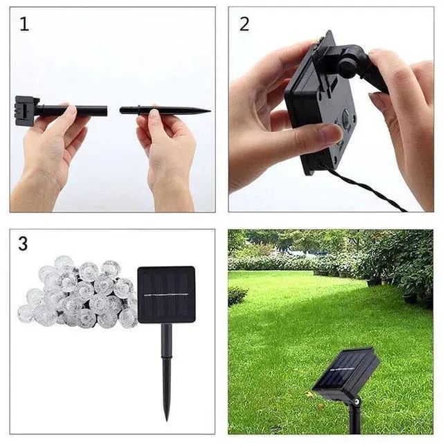 Alt view image 7 of 7 - Solar Powered 30 LED String Light Garden Path Yard Decor Lamp Outdoor Waterproof