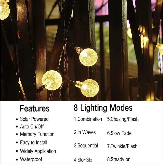 Alt view image 6 of 7 - Solar Powered 30 LED String Light Garden Path Yard Decor Lamp Outdoor Waterproof