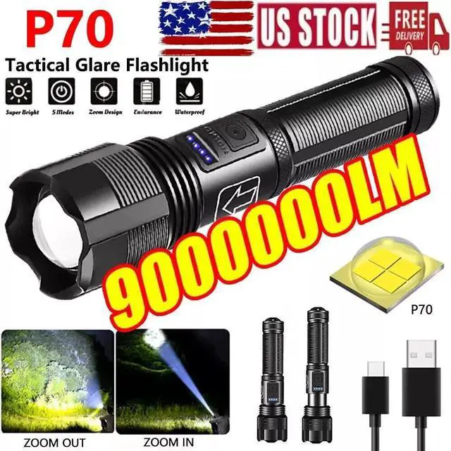 Main image of 9000000 Lumens Super Bright LED Flashlight Tactical Rechargeable LED Work Lights