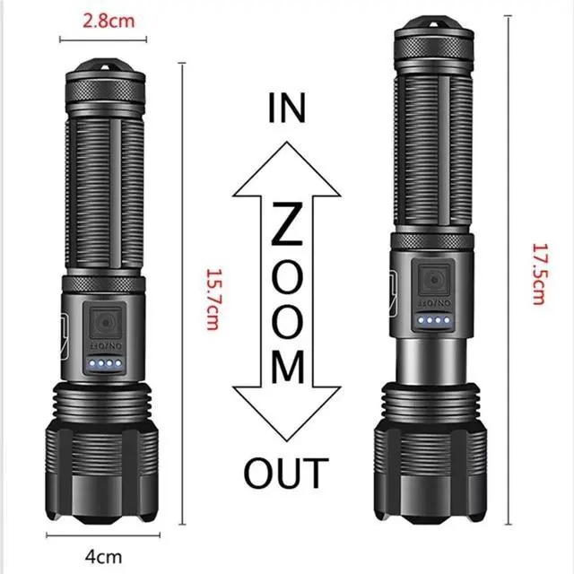 Alt view image 6 of 7 - 9000000 Lumens Super Bright LED Flashlight Tactical Rechargeable LED Work Lights