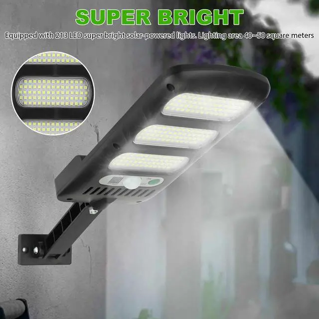 Alt view image 6 of 7 - 213LED Outdoor Solar Street Wall Light Sensor PIR Motion LED Lamp Remote Control