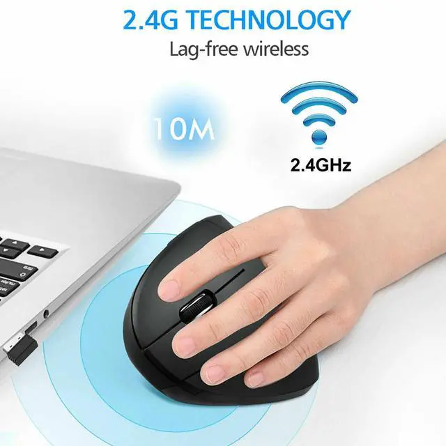 Alt view image 5 of 7 - Ergonomic Mouse Optical Vertical Mice 6 Keys USB Wireless 2.4GHz 1200DPI For PC