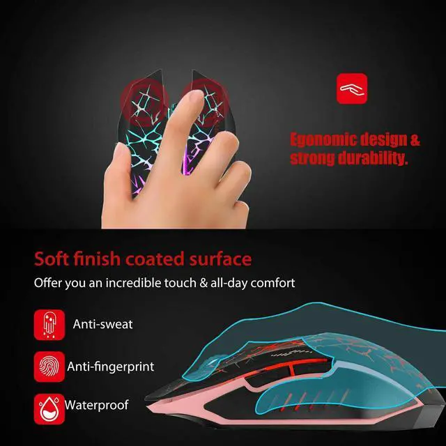 Alt view image 4 of 7 - Wireless USB Optical Mice Gaming Mouse 7 Color LED Backlit Rechargeable For PC