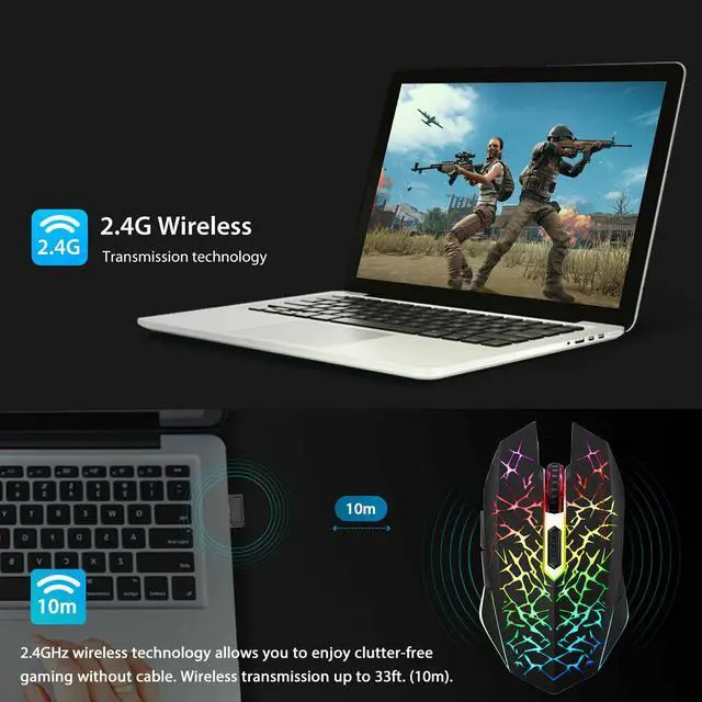 Alt view image 2 of 7 - Wireless USB Optical Mice Gaming Mouse 7 Color LED Backlit Rechargeable For PC