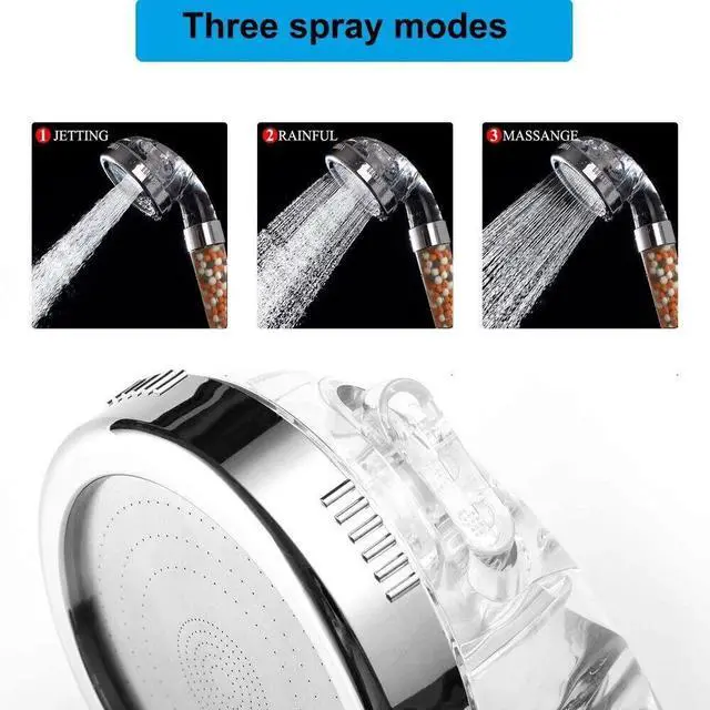 Alt view image 6 of 7 - Shower Head High Pressure 3 Settings Spray Handheld Shower heads with hose 5 Ft