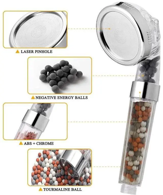Alt view image 2 of 7 - Shower Head High Pressure 3 Settings Spray Handheld Shower heads with hose 5 Ft