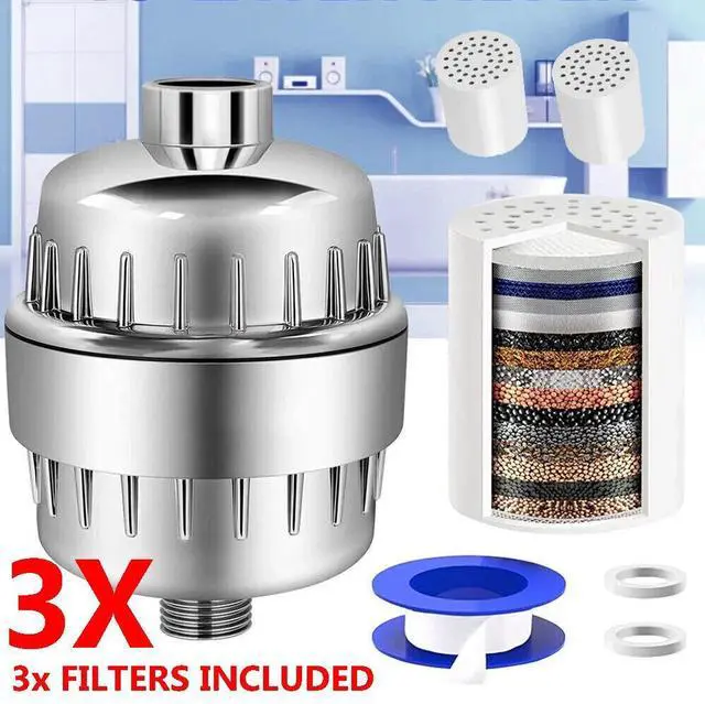 Main image of 20-Stage Shower Head Filter with 3 Replaceable Filter Cartridges for Hard Water