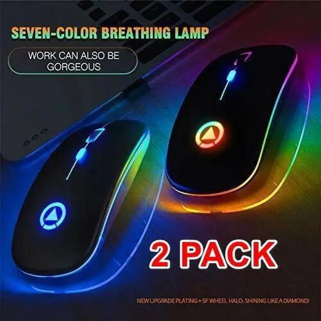 Alt view image 5 of 5 - 2.4GHz Wireless Optical Mouse USB Rechargeable RGB Cordless Mice For PC Laptop