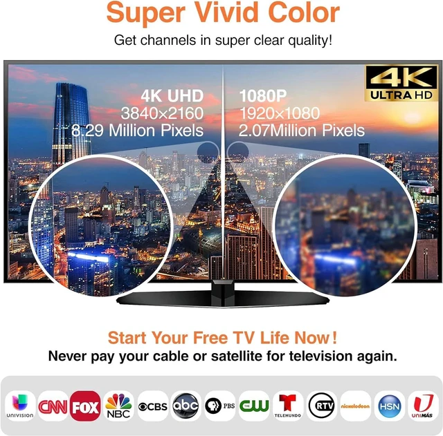 Alt view image 3 of 7 - 3600 Miles Digital TV Antenna Indoor HDTV Amplified Signal Booster 4K HD 1080P W