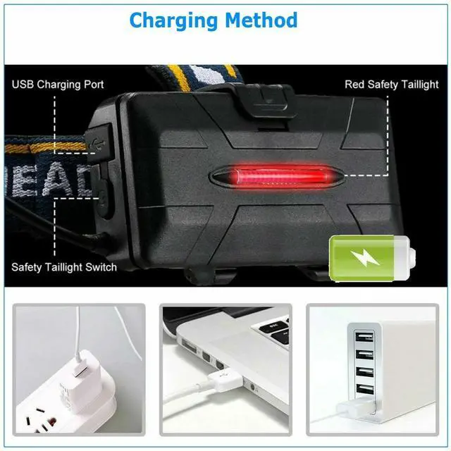 Alt view image 6 of 7 - USB Rechargeable LED Headlamp Flashlight Headlight Head Torch Sensor Waterproof