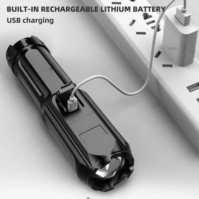 Alt view image 7 of 7 - Rechargeable 990000LM LED Flashlight Tactical Police Super Bright Torch Zoomable