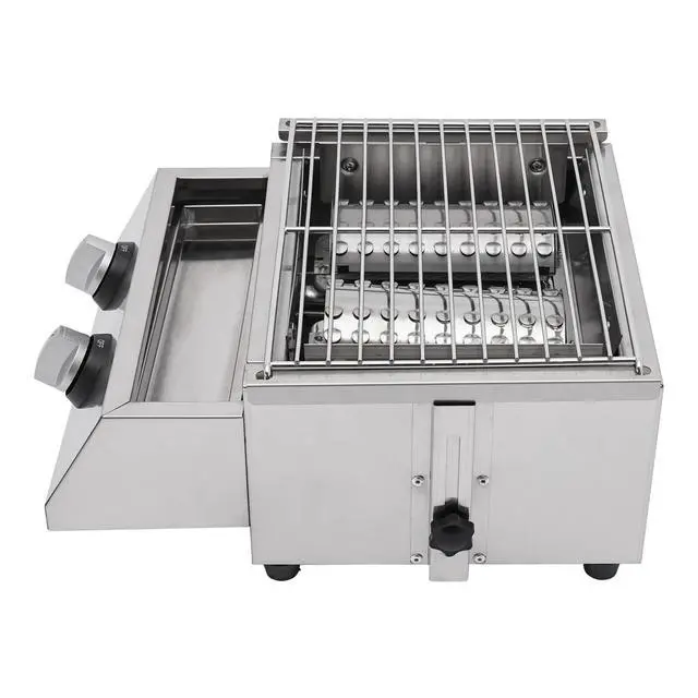 Alt view image 6 of 7 - BBQ Grill Tabletop Camping Smokeless Grill Stainless Steel Portable 2 Burner Gas