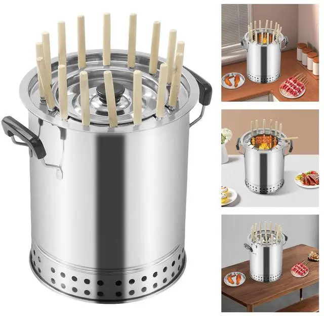 Main image of Portable Compact BBQ Charcoal Grill Circular Charcoal Grill with 30* Skewers