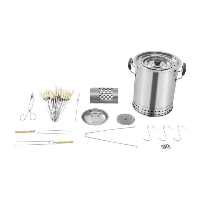 Alt view image 7 of 7 - Portable Compact BBQ Charcoal Grill Circular Charcoal Grill with 30* Skewers